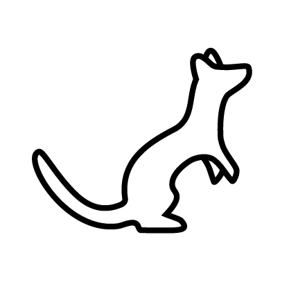 Silhouette eines Wiesels mit schwarzer Konturlinie
